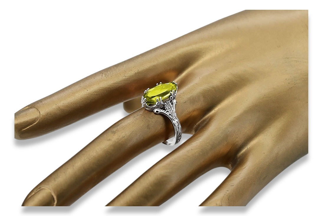 Vintage silver 925 Peridot ring vrc084s Vintage