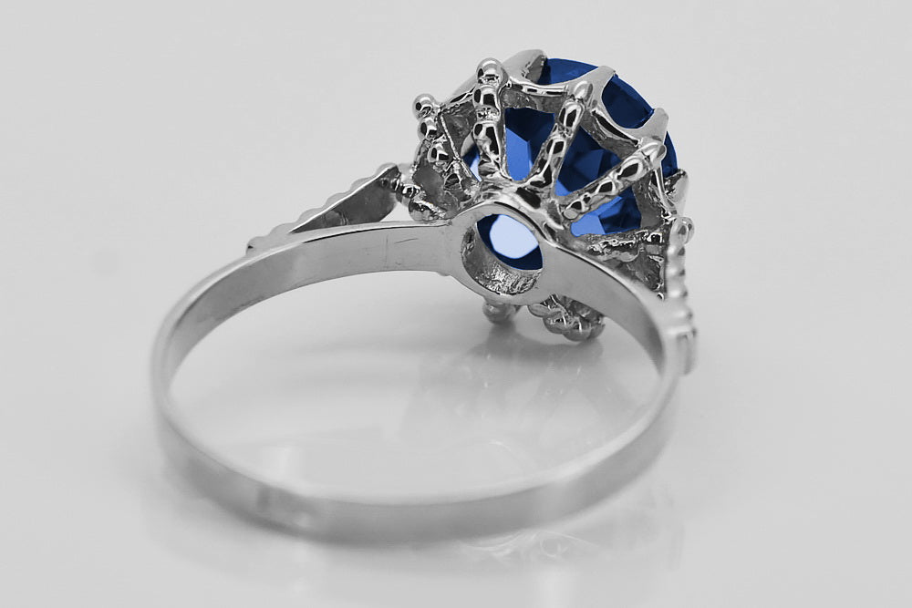 Vintage silver 925 Sapphire ring vrc045s Vintage