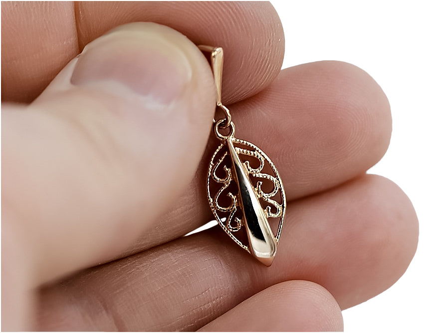 Vintage silver rose gold plated 925 Vintage leaf pendant vpn081rp