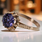 Vintage 925 Silver Rose Gold Plated Alexandrite Ring vrc045rp Vintage