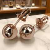 Vintage rose pink 14k 585 gold  Vintage ball earrings ven043