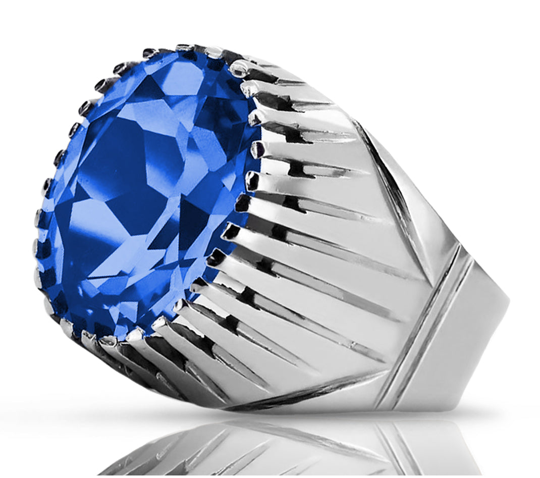 Vintage silver 925 Sapphire ring vrc048s Vintage Russian Soviet style vrc048s-sp