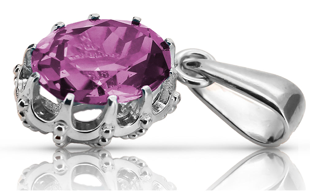 Vintage Pendant Amethyst Sterling silver 925 vpc008s vpc008s-am