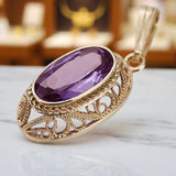 Vintage rose 14k 585 gold amethyst pendant vpc014 Vintage