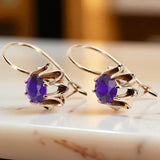 Rose pink 14k 585 gold alexandrite earrings vec092 Vintage Russian Soviet style vec092r-ax