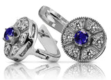 Vintage white 14k 585 gold sapphire earrings vec161w Vintage vec161w-sp
