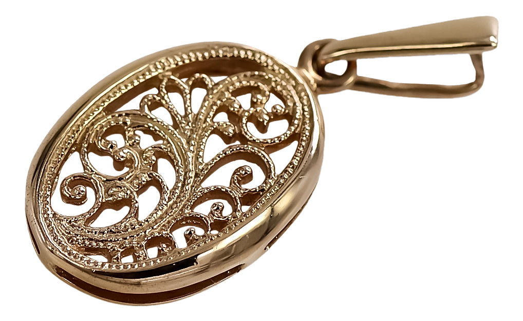 Vintage rose pink 14k 585 gold  Vintage oval pendant vpn088