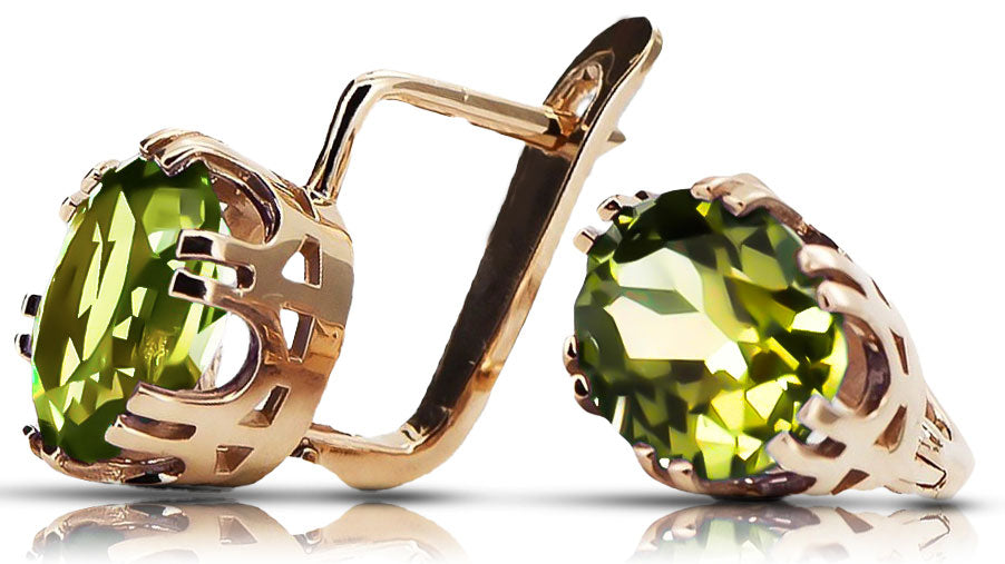 Earrings Vintage craft Yellow Peridot Original Vintage 14K Rose Gold vec016r vec016r-yp