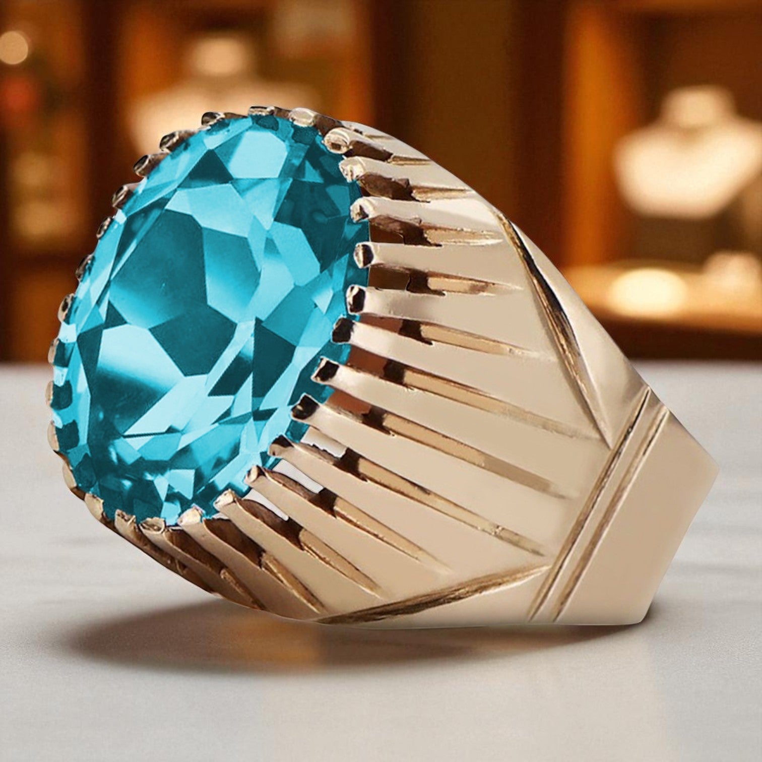 Vintage rose pink 14k gold 585 Aquamarine ring vrc048 Vintage Russian Soviet style vrc048r-aq