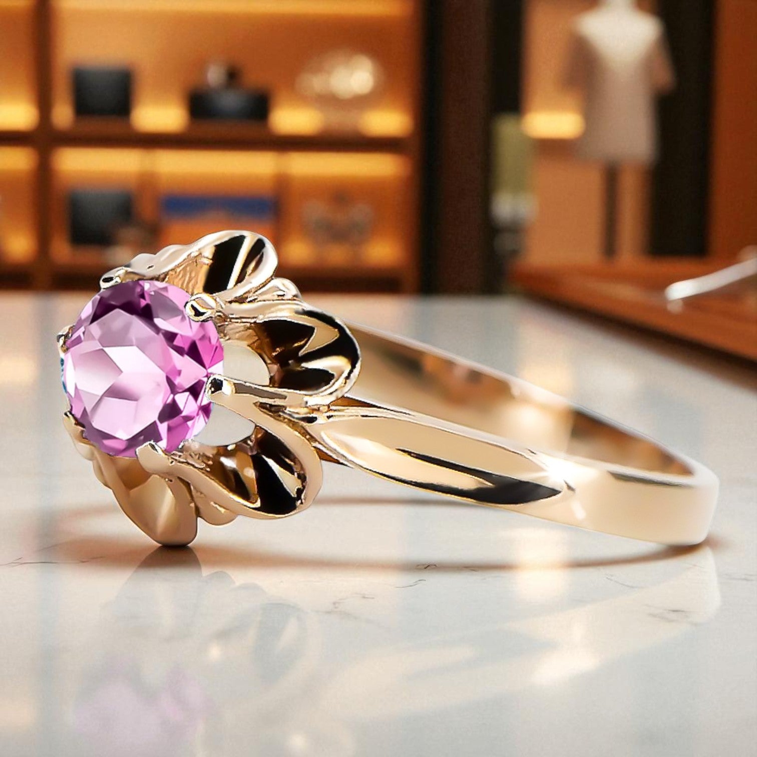 Ring Amethyst Original Vintage 14K Rose Gold Vintage vrc004r vrc004r-am
