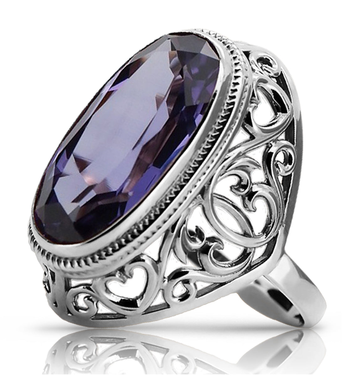 Silver 925 Soviet Russian style alexandrite ring vrc184s Vintage