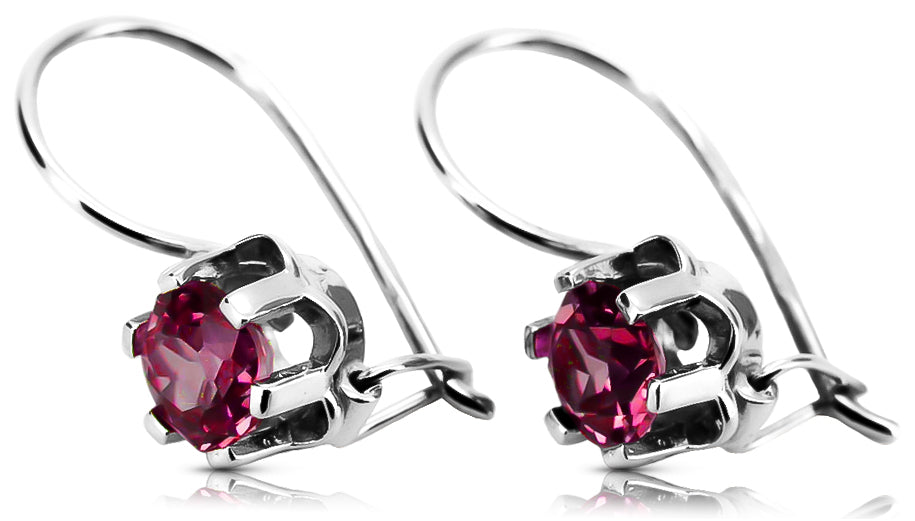 Vintage silver 925 Ruby earrings vec019s Russian Soviet style vec019s-rb