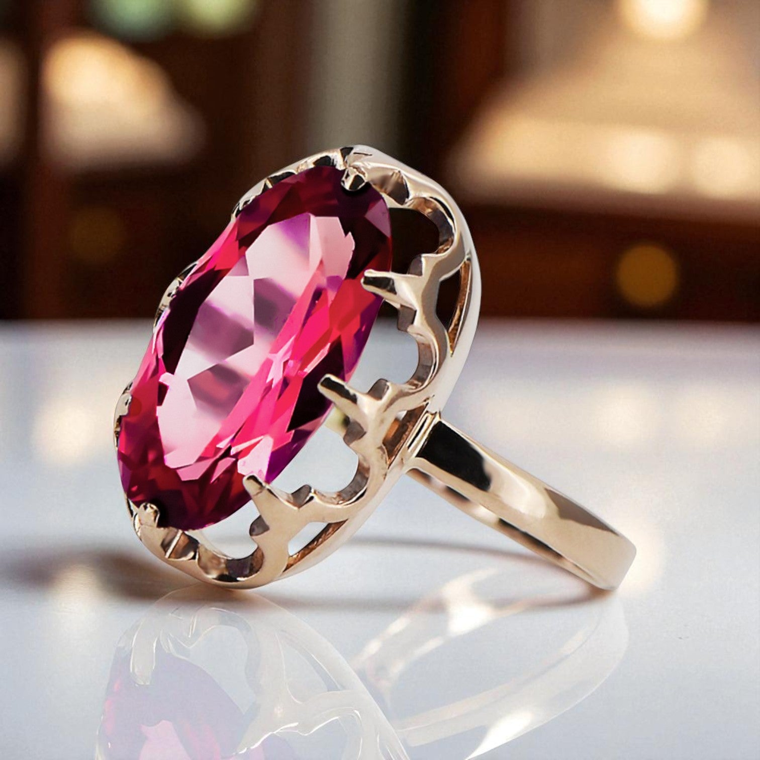 Ring Ruby Original Vintage 14K Rose Gold Vintage craft vrc253r vrc253r-rb