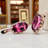 Rose pink 14k 585 gold ruby earrings vec174 Vintage