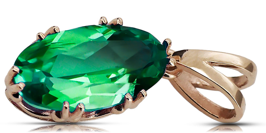 Emerald Original Vintage 14K Rose Gold Pendant Vintage vpc019r