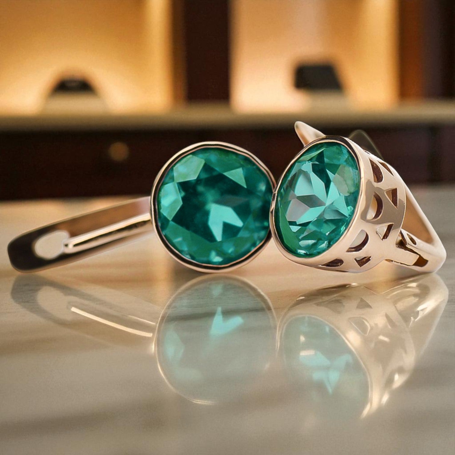 Vintage rose pink 14k 585 gold Emerald earrings vec107 vec107r-em