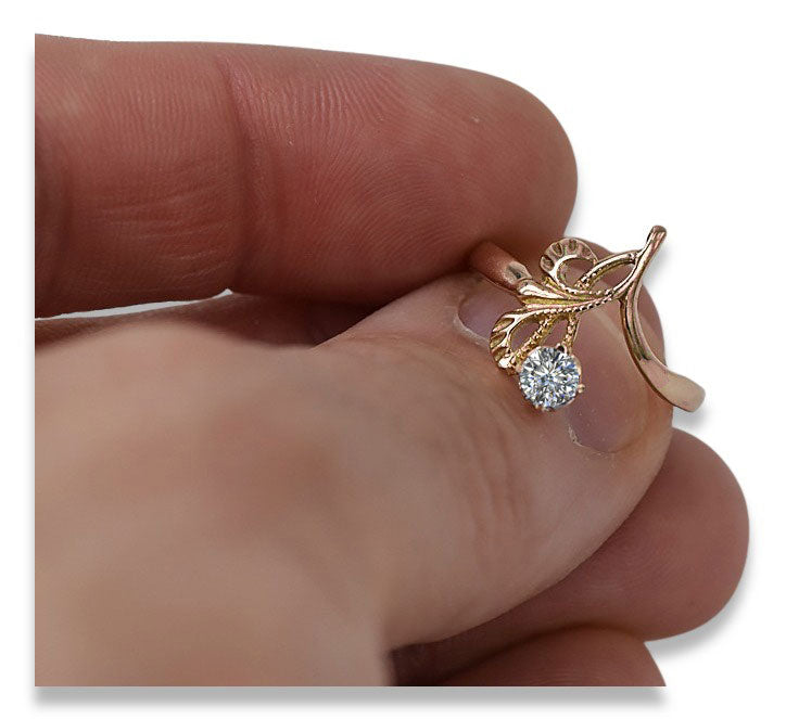 Soviet 14k 585 gold Vintage rose gold diamond 0.16ct ring vrd095