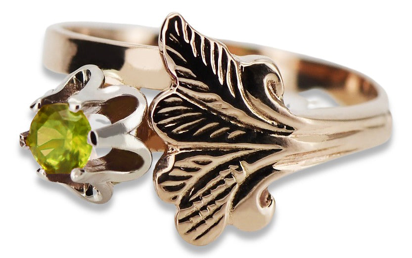 Vintage rose pink 14k gold 585 Peridot ring vrc169 Vintage