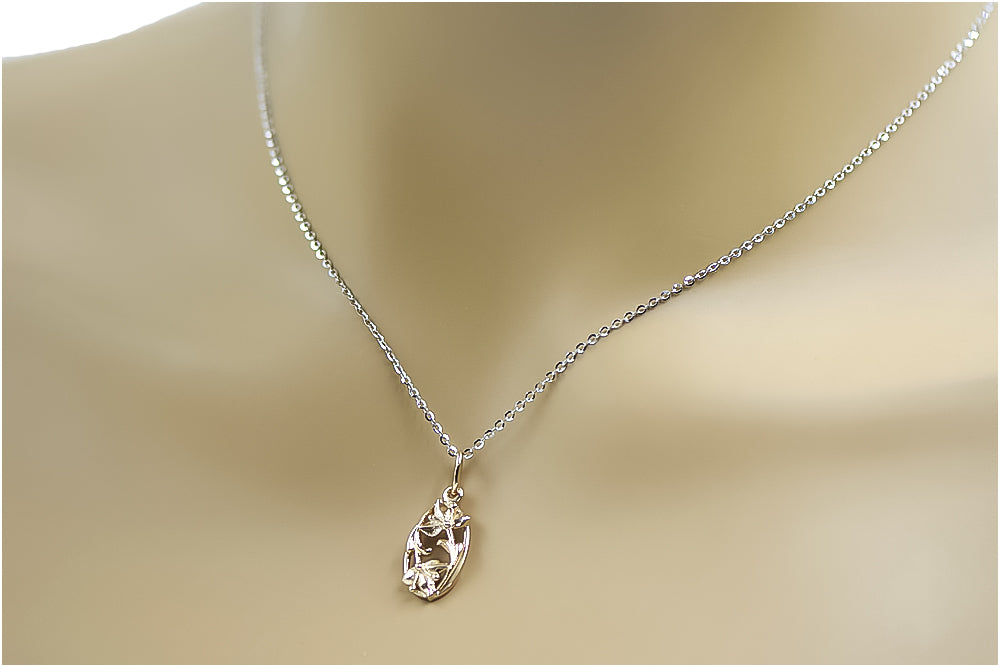 Vintage rose pink 14k 585 gold Vintage leaf pendant vpn012