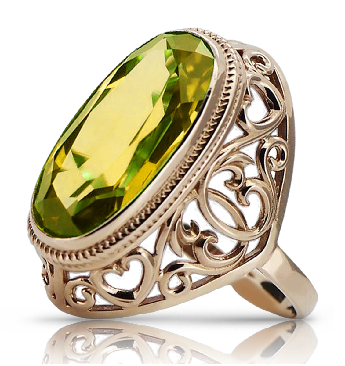 14k Rose Gold Vintage Peridot Ring vrc184r-yp
