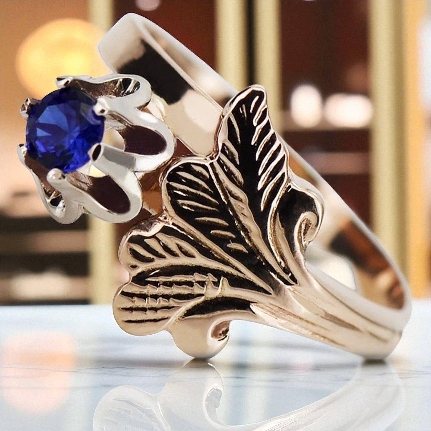 Vintage rose pink 14k gold 585 Sapphire ring vrc169 Vintage vrc169r-sp