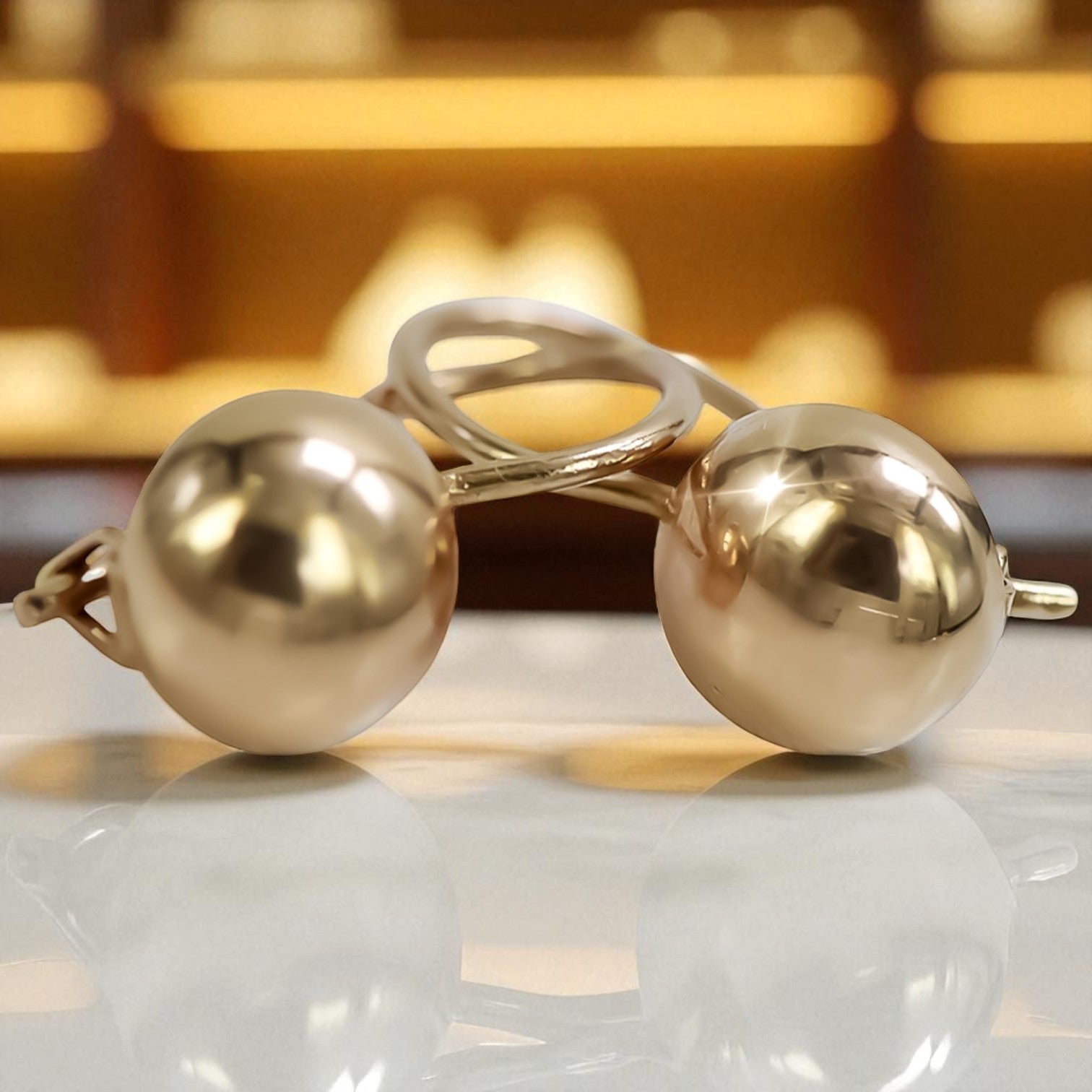 Vintage rose pink 14k 585 gold Vintage ball earrings ven130