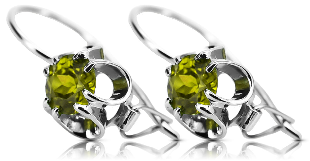 Silver 925 peridot earrings vec035s Vintage Russian Soviet style vec035s-yp