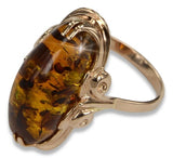 Vintage rose 14k 585 gold amber ring vrab010