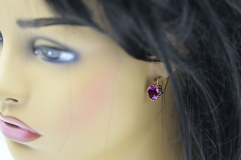 Amethyst Original Vintage 14K Rose Gold Earrings Vintage Jewlery vec016r