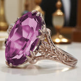 Vintage rose pink 14k gold 585 Amethyst ring vrc084 Vintage