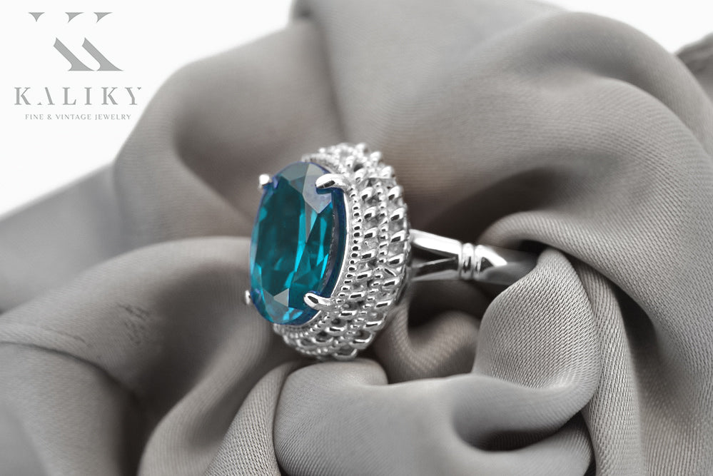 Vintage silver 925 Aquamarine ring vrc068s Vintage vrc068s-aq