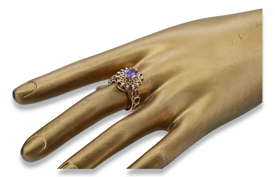 Vintage Rose Gold Ring 14K Alexandrite Ruby Emerald Sapphire Zircon 585 vrc032