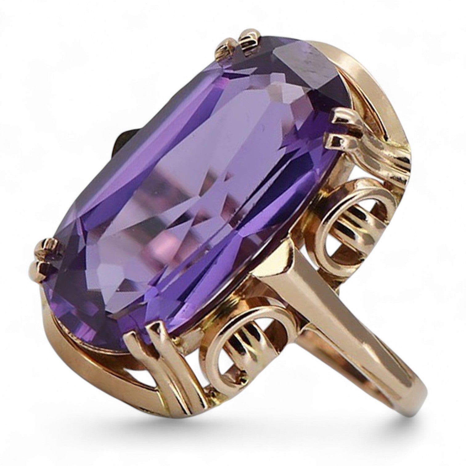 Vintage rose pink 14k gold 585 Alexandrite ring vrc038 Vintage