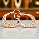 Vintage rose pink 14k 585 gold Vintage Gipsy earrings ven176