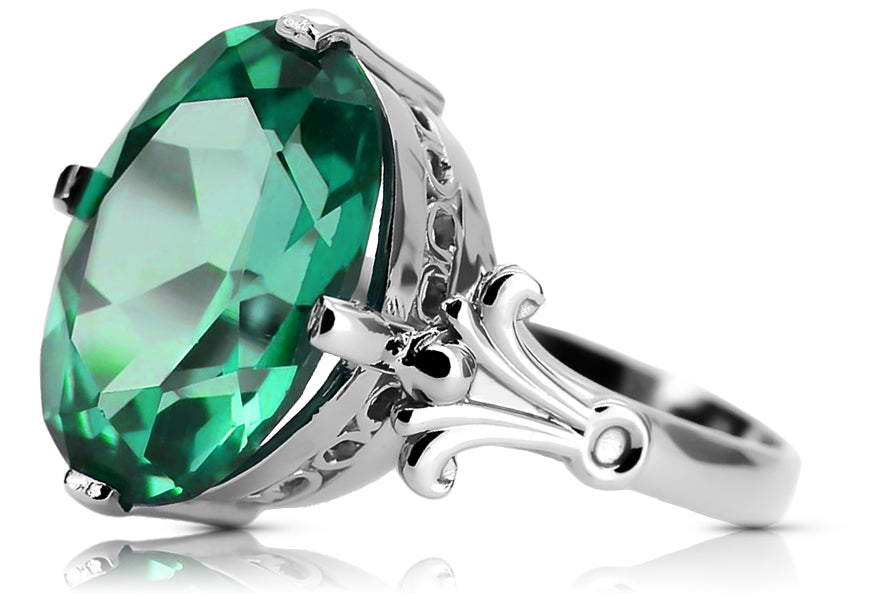 Emerald Sterling silver 925 Ring Vintage style vrc369s