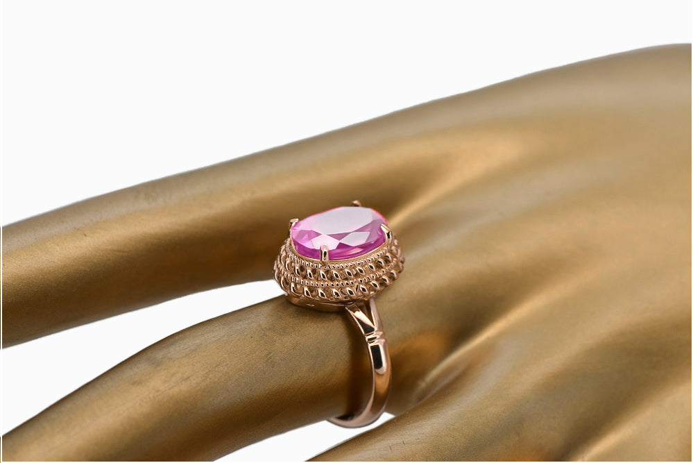 Vintage rose pink 14k gold 585 Amethyst ring vrc068 Vintage vrc068r-am