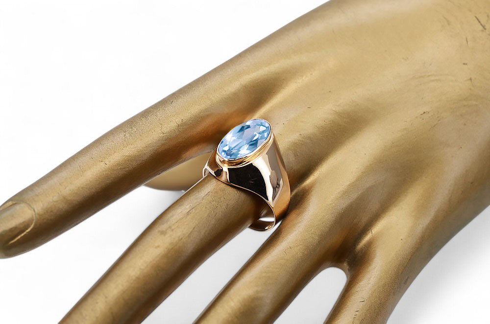 Ring Vintage Aquamarine Original Vintage 14K Rose Gold vrc077r