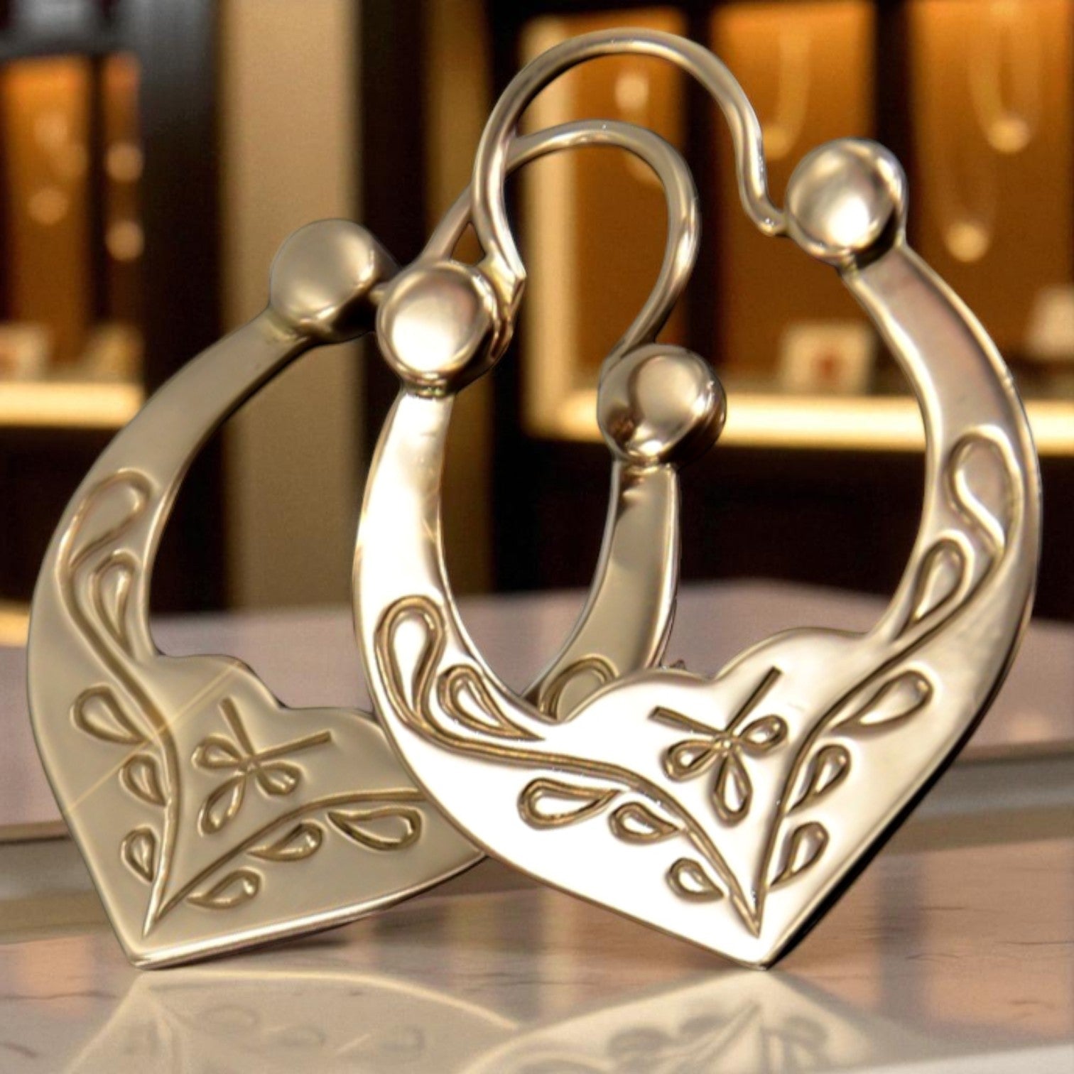 Vintage rose pink 14k 585 gold Vintage Gipsy earrings ven119