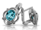 Vintage 925 Silver aquamarine earrings vec033s Russian Soviet style vec033s-aq
