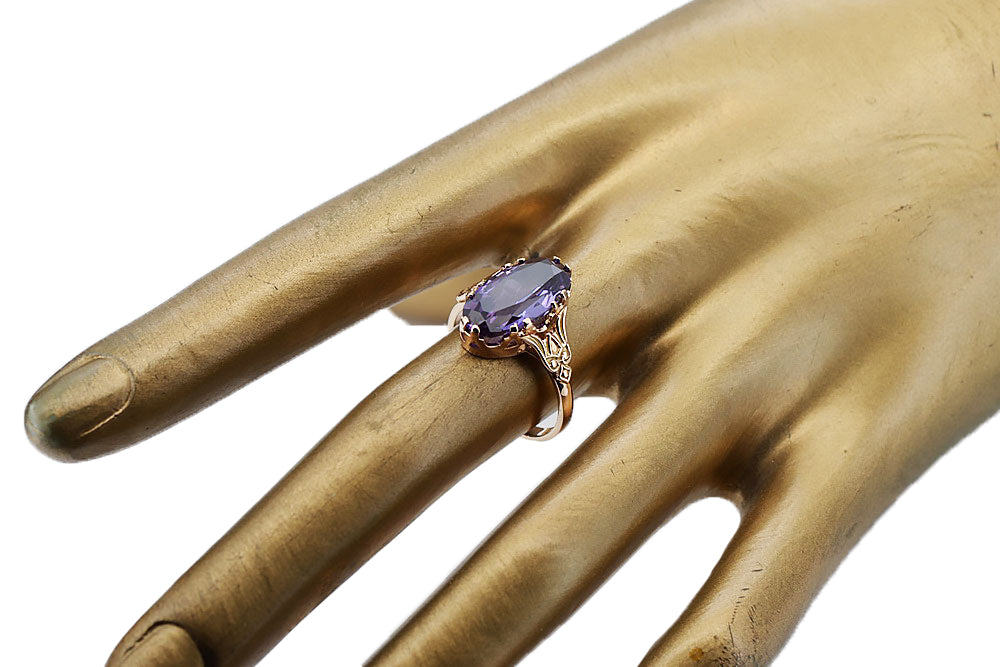 Rose 14k Gold 585 Alexandrite Ring vrc058 Vintage Russian Soviet style