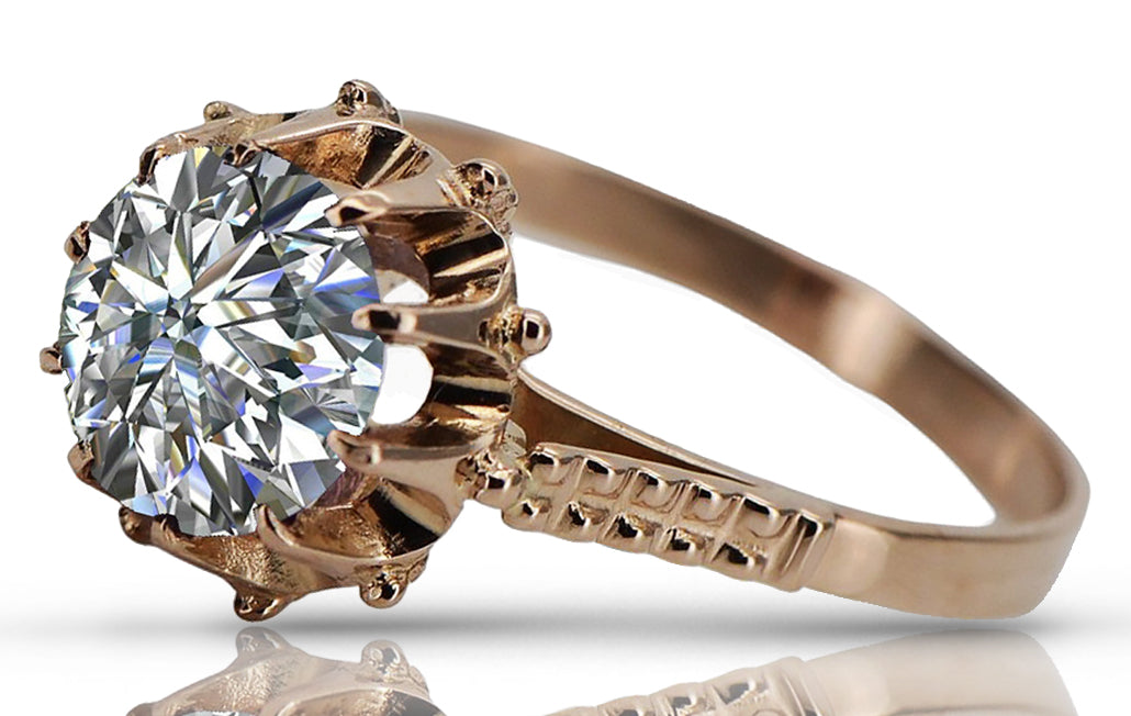 Vintage 925 Silver Rose Gold Plated Zircon Ring vrc045rp Vintage