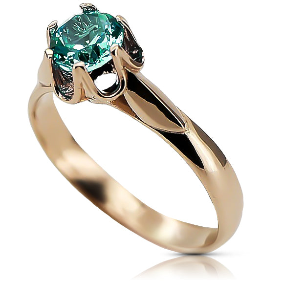 Rose pink 14k gold 585 Emerald ring vrc122 Vintage vrc122r-em