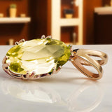Yellow Peridot Original Vintage 14K Rose Gold Pendant Vintage style vpc019r