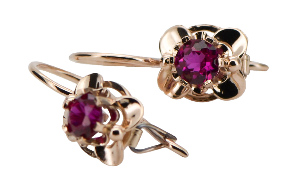 Earrings Ruby Original Vintage 14K Rose Gold Vintage vec116r vec116r-rb