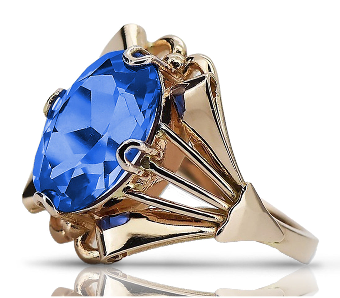 Vintage rose pink 14k gold 585 Sapphire ring vrc015 Vintage vrc015r-sp
