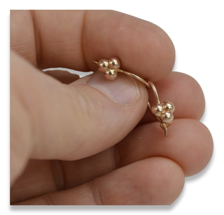 Vintage rose pink 14k 585 gold Vintage ball earrings ven198