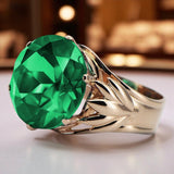 Vintage rose pink 14k gold 585 Emerald ring vrc029 Vintage