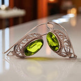 Rose pink 14k 585 gold peridot earrings vec023 Vintage Russian Soviet style vec023r-yp