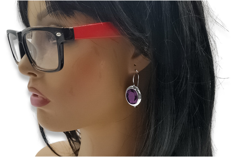 Vintage 925 Silver Amethyst earrings vec114s vec114s-am