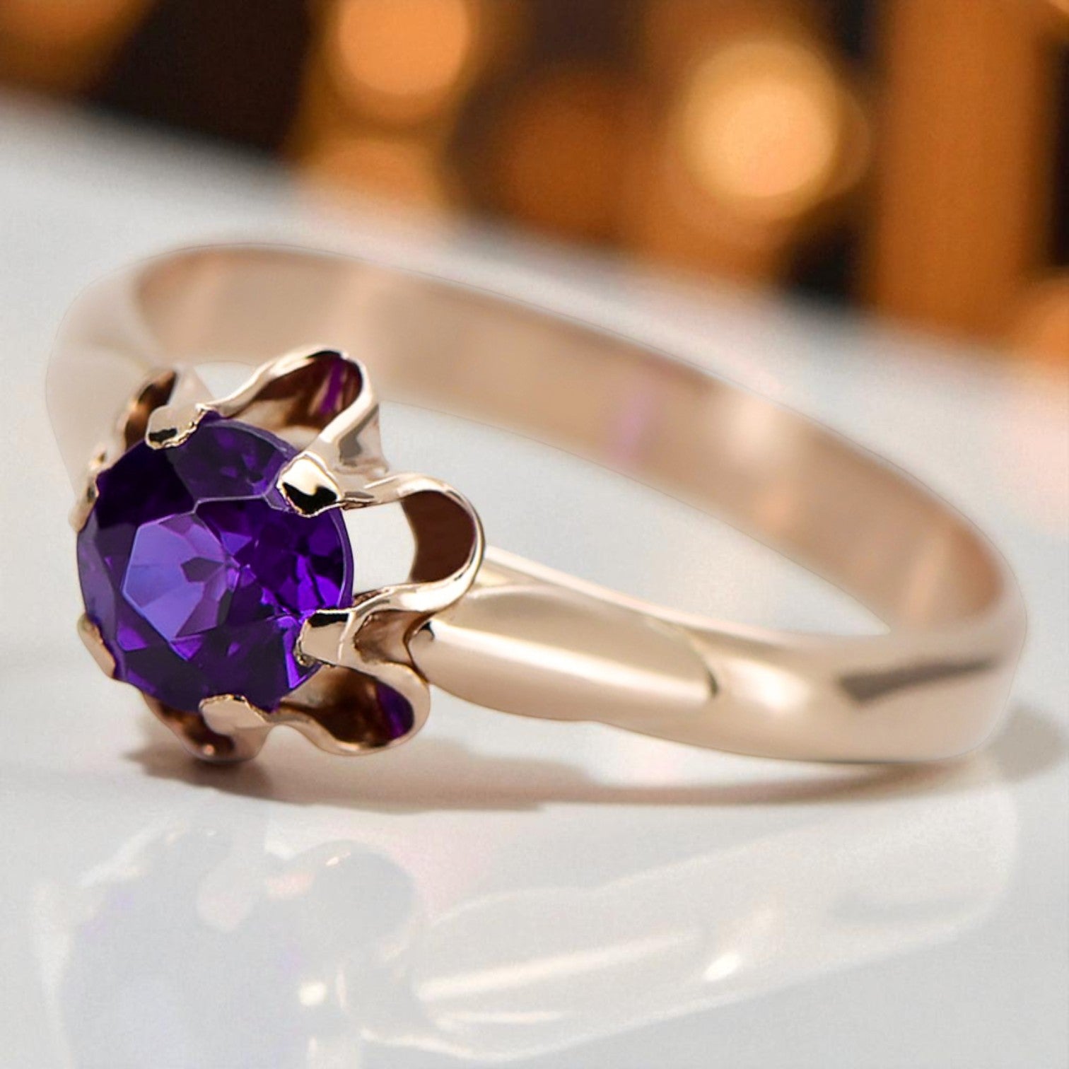 Original Vintage 14K Rose Gold Alexandrite Ring Vintage vrc094r vrc094r-ax
